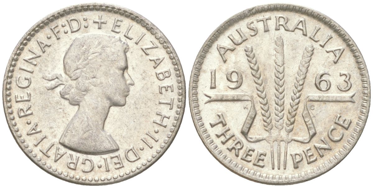 Австралия 3 пенса 1963 Елизавета II (1952-2022) KM 57 серебро 4623-128