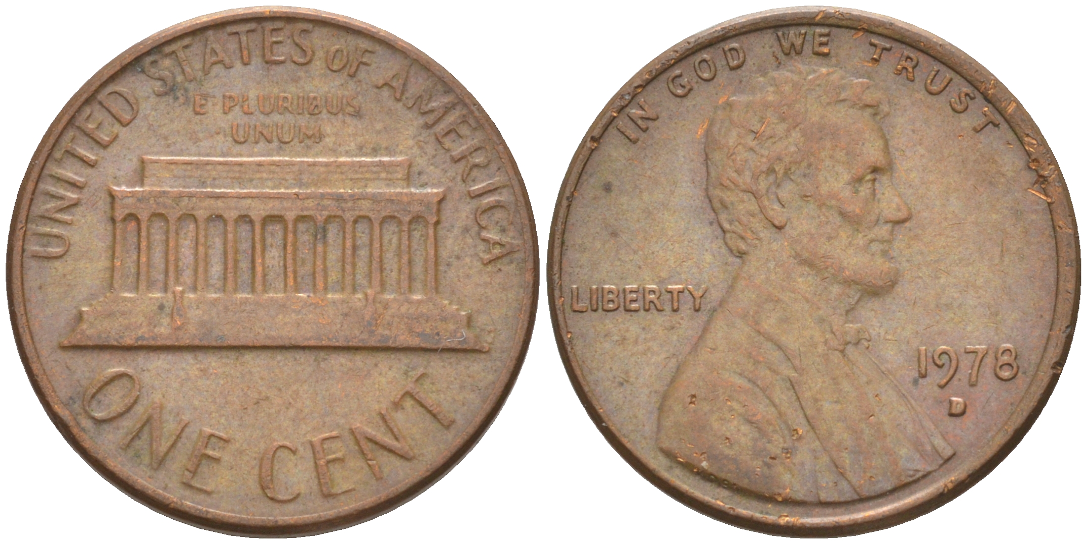 США 1 ЦЕНТ 1978 D ЛИНКОЛЬН KM 201 медь-цинк 188-214