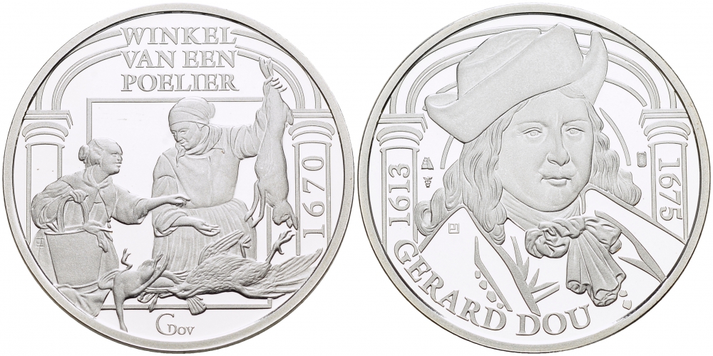 НИДЕРЛАНДЫ МЕДАЛЬ ГЕРАРД ДОУ(1613-1675), КАРТИНА МЯСНАЯ ЛАВКА 1670 ГОД, ДИАМЕТР 30 мм., ВЕС 9,42 гр. медно-никель 1087-2-52