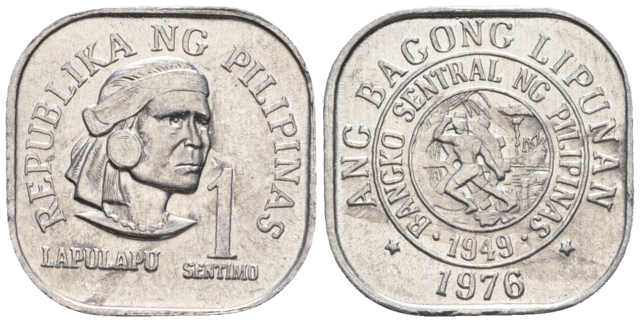 Филиппины 1 сентимо 1976 вождь острова Мактан Лапу-Лапу KM 205 алюминий  UNC  220-1146