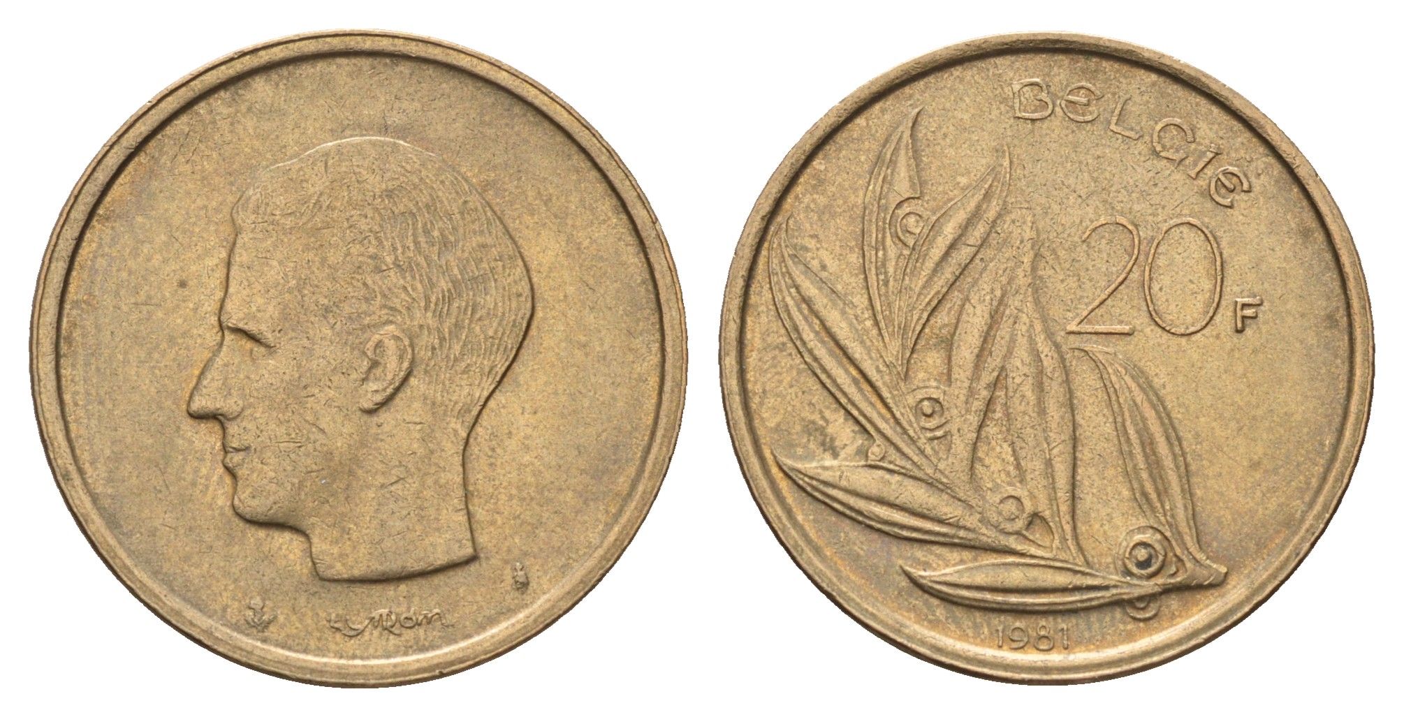 Бельгия 20 франков 1981 Belgie, Бодуэн I (1951-1993) KM 160 никель бронза 4629-534
