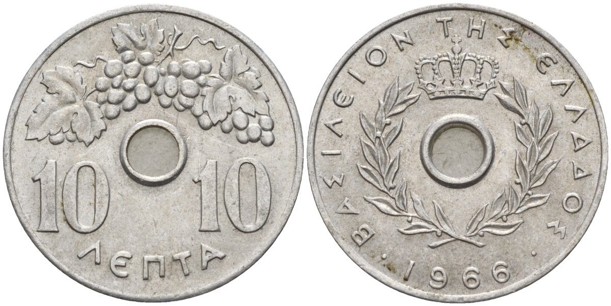 Греция 10 лепт 1966 KM 78 алюминий 4142-445