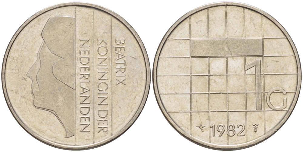 Нидерланды 1 гульден 1982 Беатрикс (1980-2013) KM 205 никель 31-925