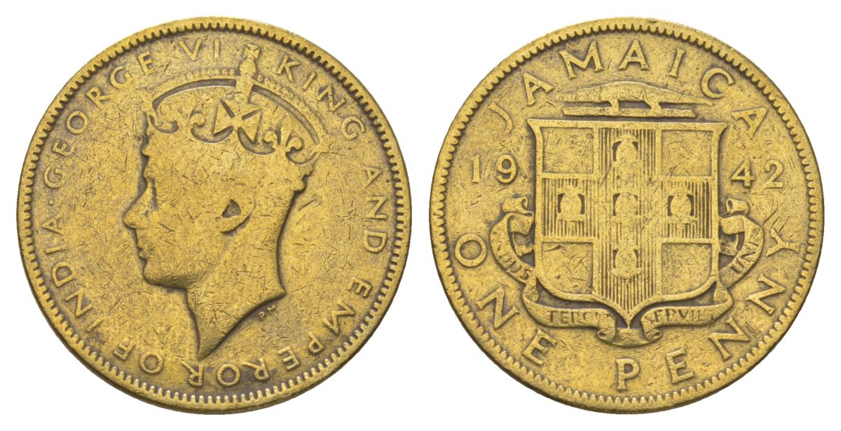 Ямайка 1 пенни 1942 KM 32 никель латунь 4628-511