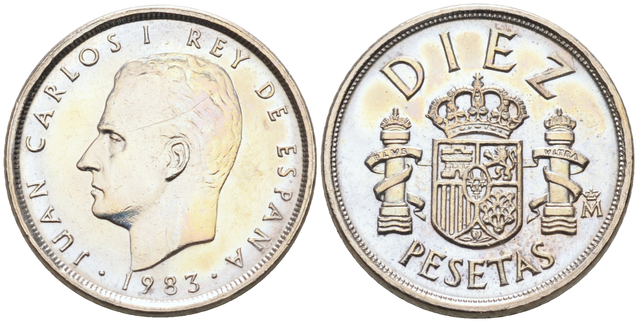 ИСПАНИЯ 10 ПЕСЕТ 1983 ХУАН КАРЛОС KM 827 медно-никель 4588-333