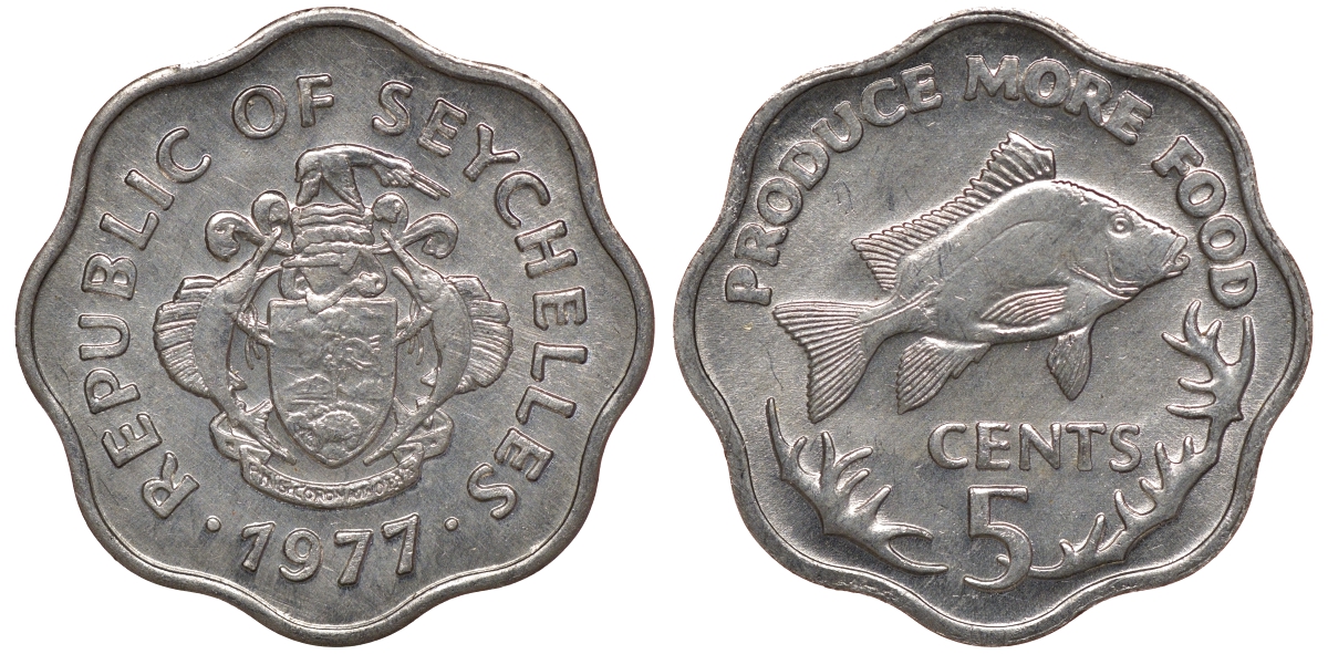 Сейшельские острова 5 центов 1977 FAO, рыба KM 31 алюминий 55-1235