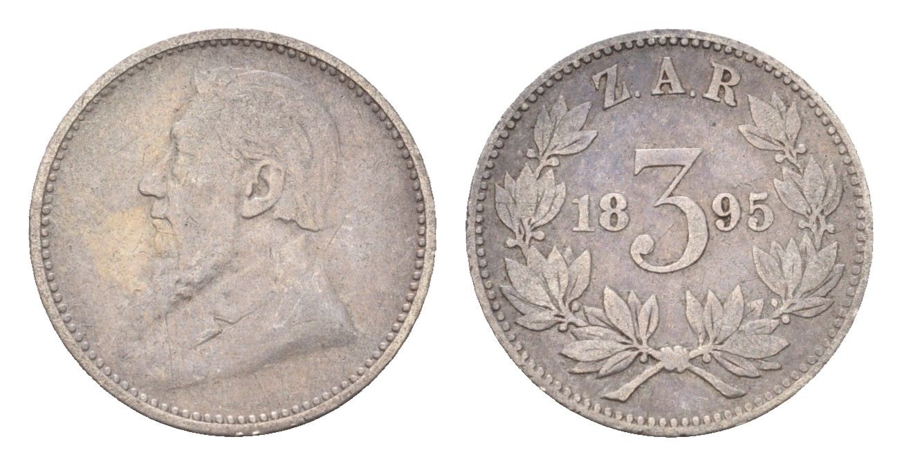 ЮАР 3 пенса 1895 KM 3 серебро 3711-334
