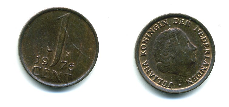 НИДЕРЛАНДЫ 1 ЦЕНТ 1976 ЮЛИАНА KM 180 бронза 76-317