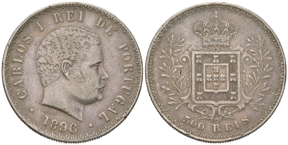 Португалия 500 реалов 1896 Карлуш I (1889-1908) KM 535 серебро 4512-625