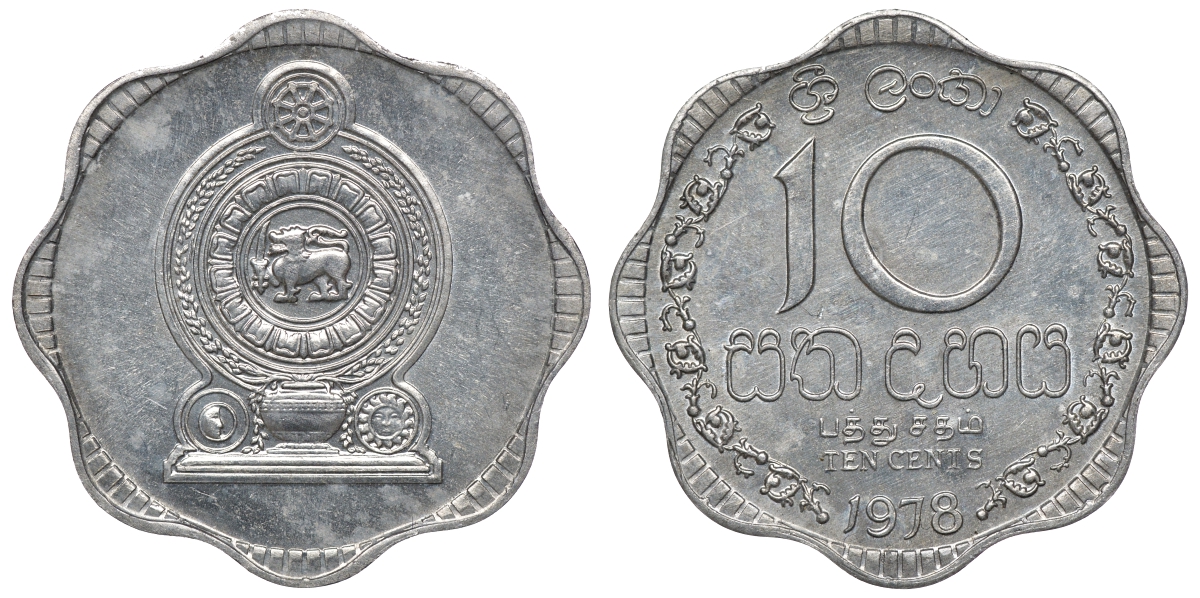 Шри-Ланка 10 центов 1978 KM 140 a алюминий 4118-425