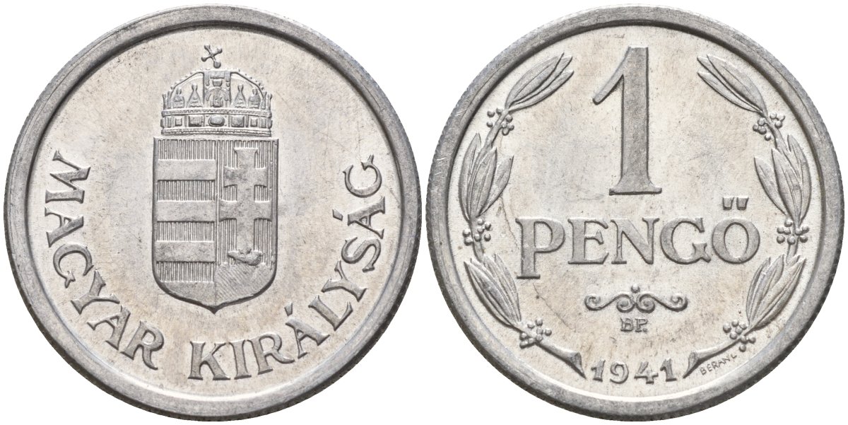 Венгрия 1 пенге 1941 ВР, регентство (1926-1945) KM 521 алюминий aUNC 4150-717