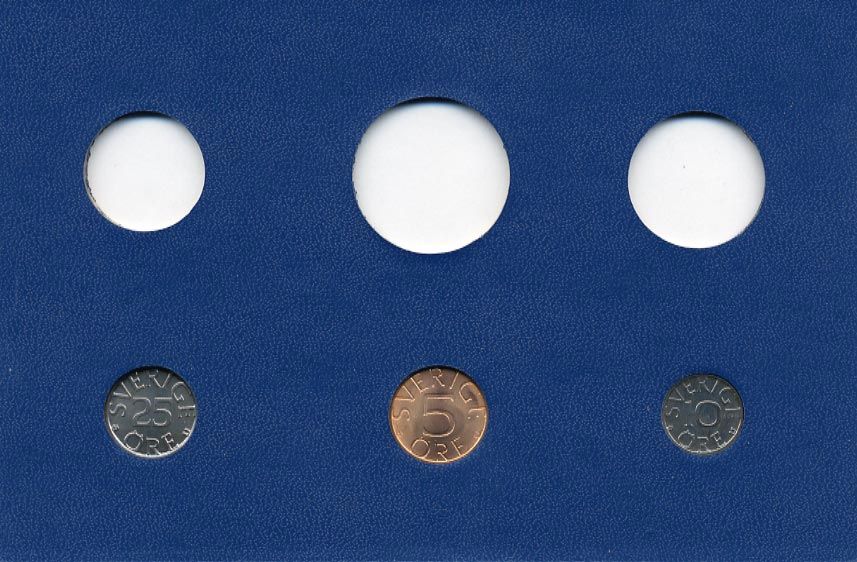 Швеция 5, 10, 25 эре 1979 Карл XVI Густав (1973- ) в картоне набора монетного двора UNC 7-5-7-276