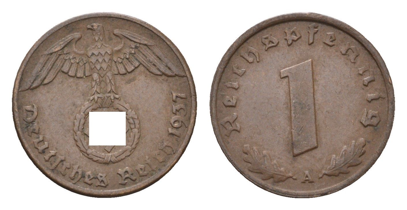 Германия 1 рейхспфенниг 1937 A KM 89, J. 361 бронза 4684-1138