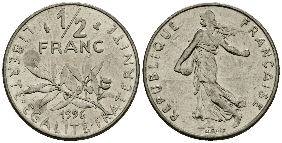 Франция 1/2 франка 1996 сеятель KM 931 никель 4135-742
