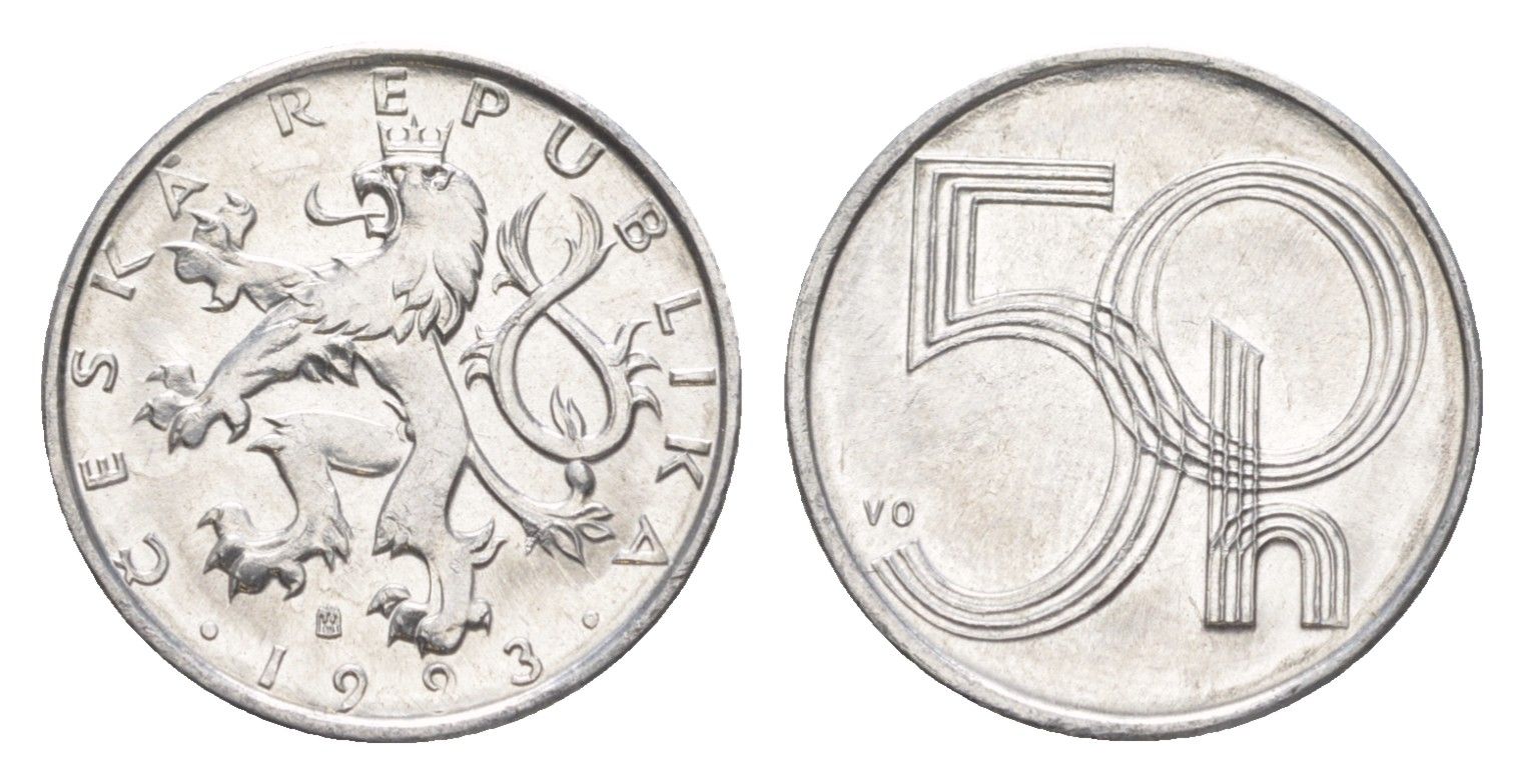 Чехия 50 геллеров 1993 KM 3 алюминий 4158-1158