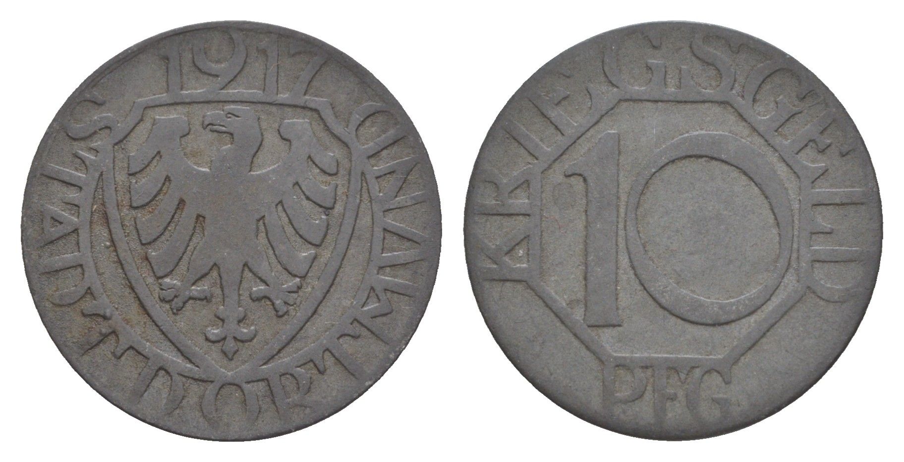 Дортмунд 10 пфеннигов 1917 Funck 103.2, Men05 5488.7, Men18 6862.8 цинк 4636-1219