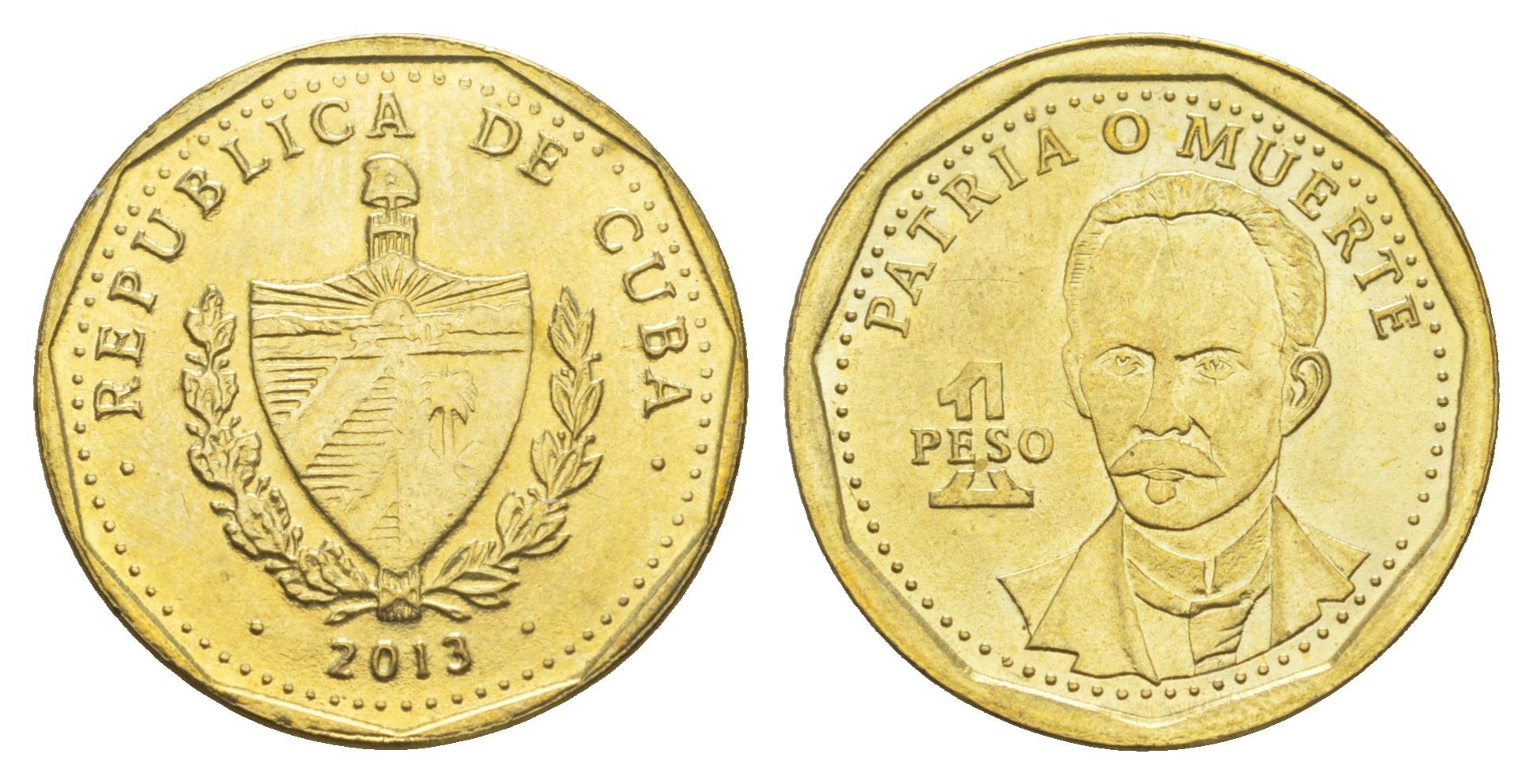 Куба 1 песо 2013 Хосе Марти KM 347 сталь плакированная латунью UNC 4652-1021