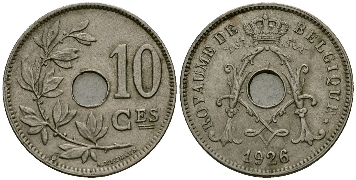 Бельгия 10 сантимов 1926 Belgique KM 85 медно-никель 4172-954
