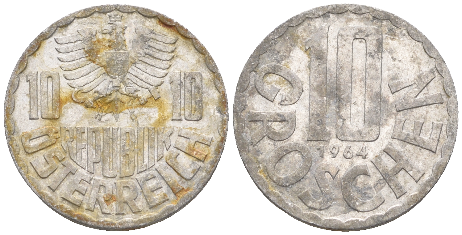 Австрия 10 грошей 1964 KM 2878 алюминий 60-812