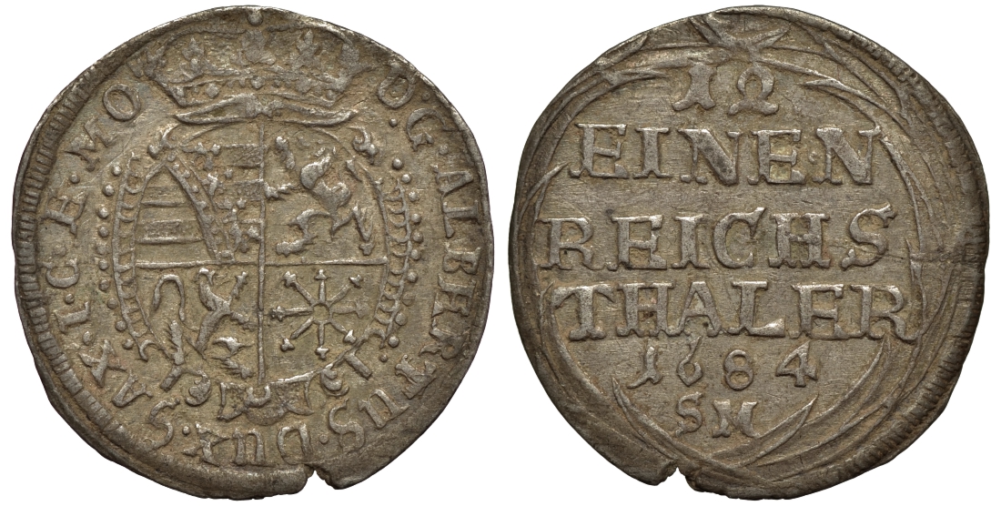 САКСЕН ГОТТА АЛЬТЕНБУРГ 1/12 ТАЛЕРА 1684 SM АЛЬБЕРТИНСКАЯ ЛИНИЯ серебро 1525-312