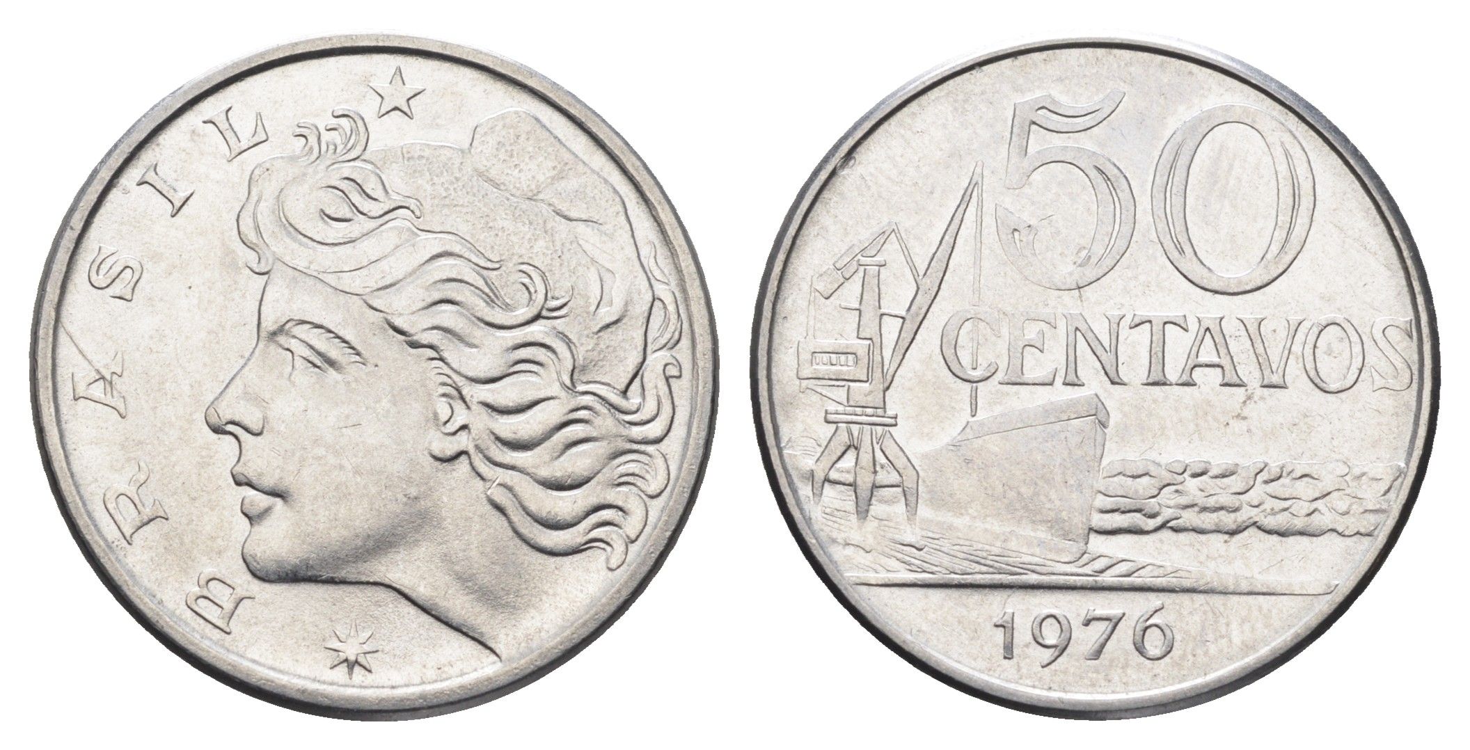 Бразилия 50 сентаво 1976 KM 580b нержавеющая сталь UNC 4663-535