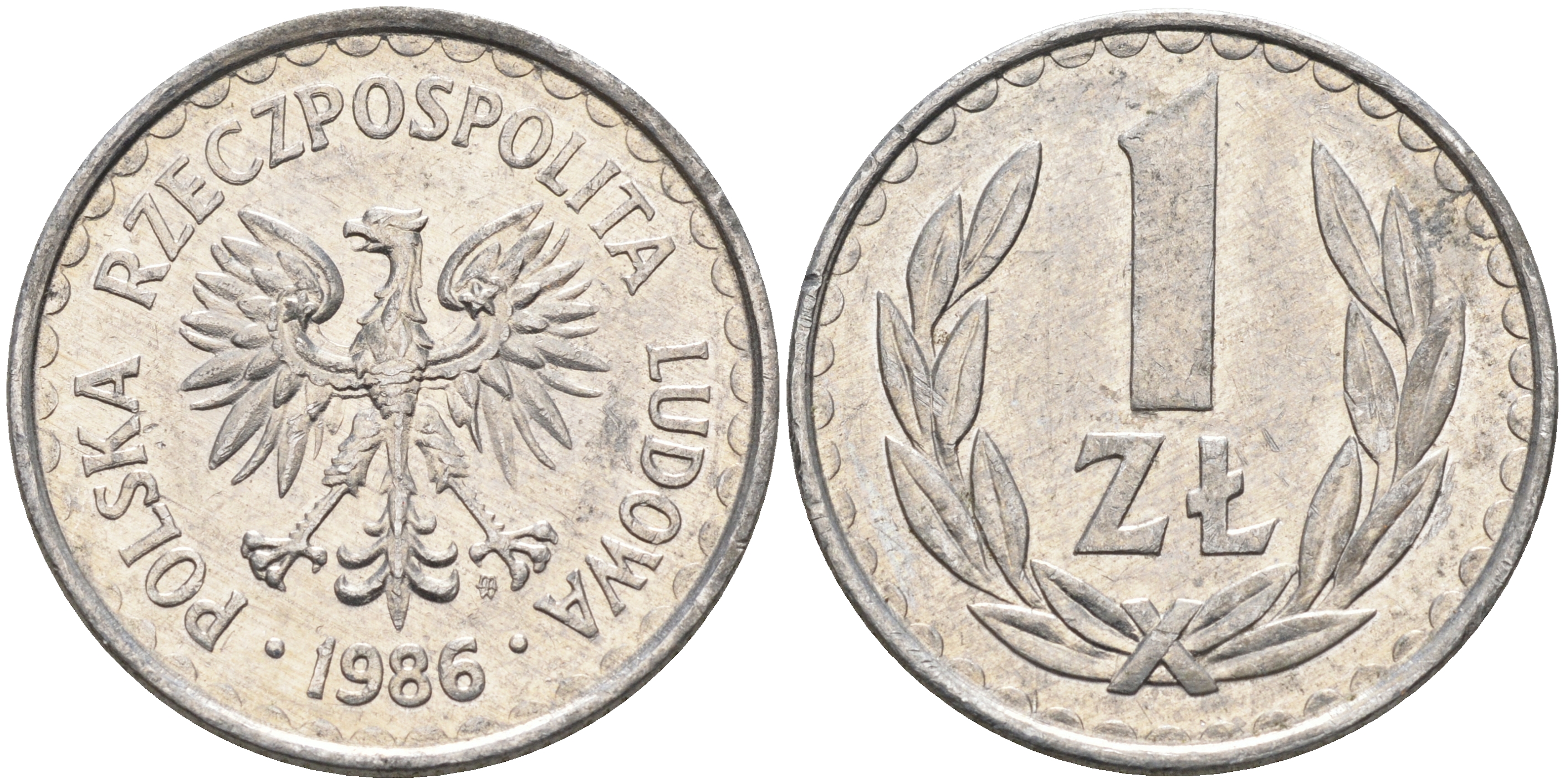 ПОЛЬША 1 ЗЛОТЫЙ 1986 MW KM 49.2 алюминий 4591-717