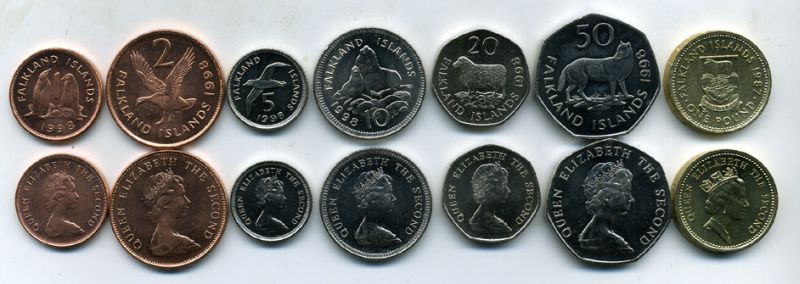 Фолклендские острова лот из 7 монет 1997-1998 (1, 2, 5, 10, 20, 50 пенсов, 1 фунт) UNC M80-03