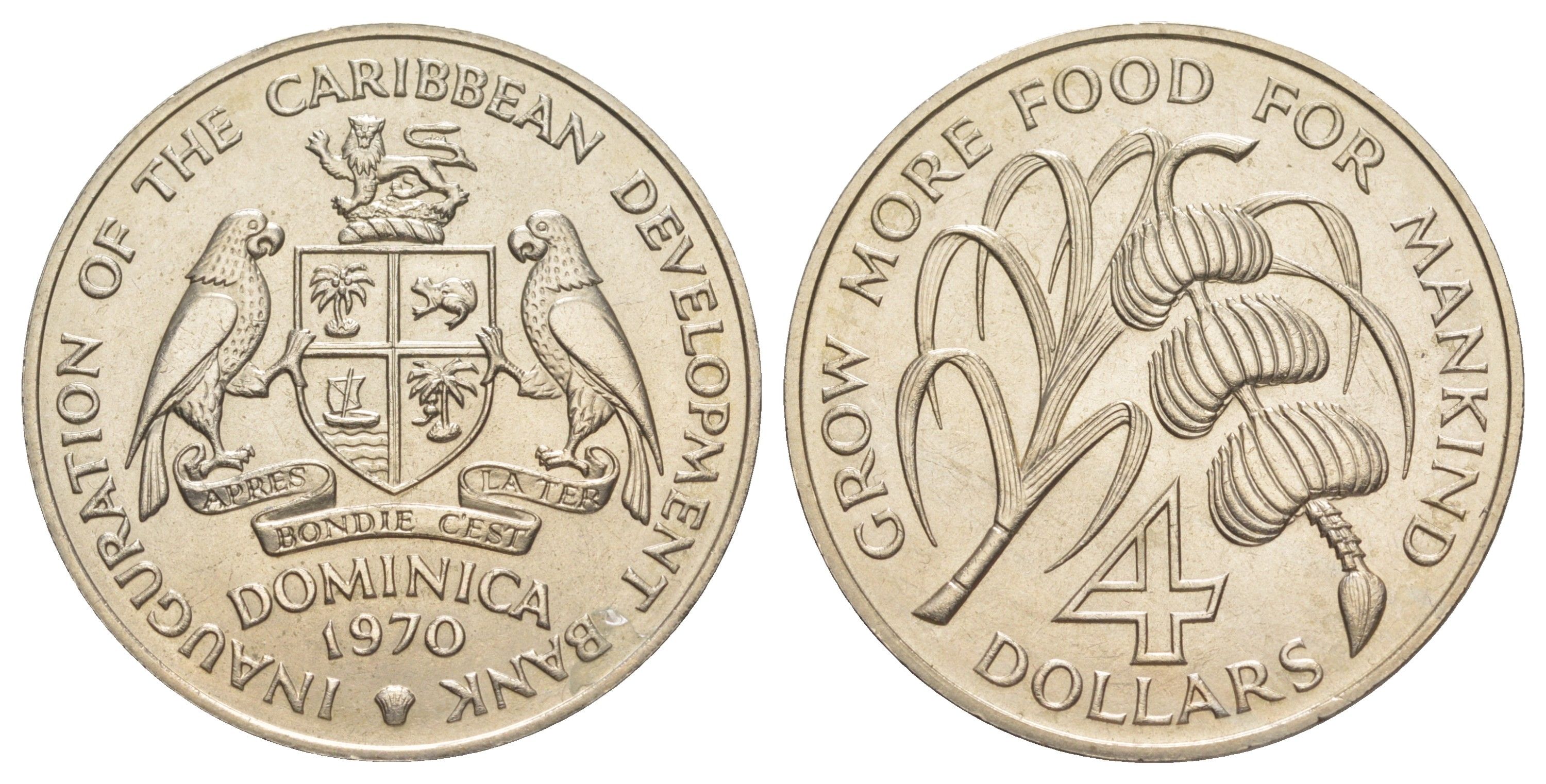 Доминика 4 доллара 1970 ФАО KM 11 медно-никель UNC 1531-122