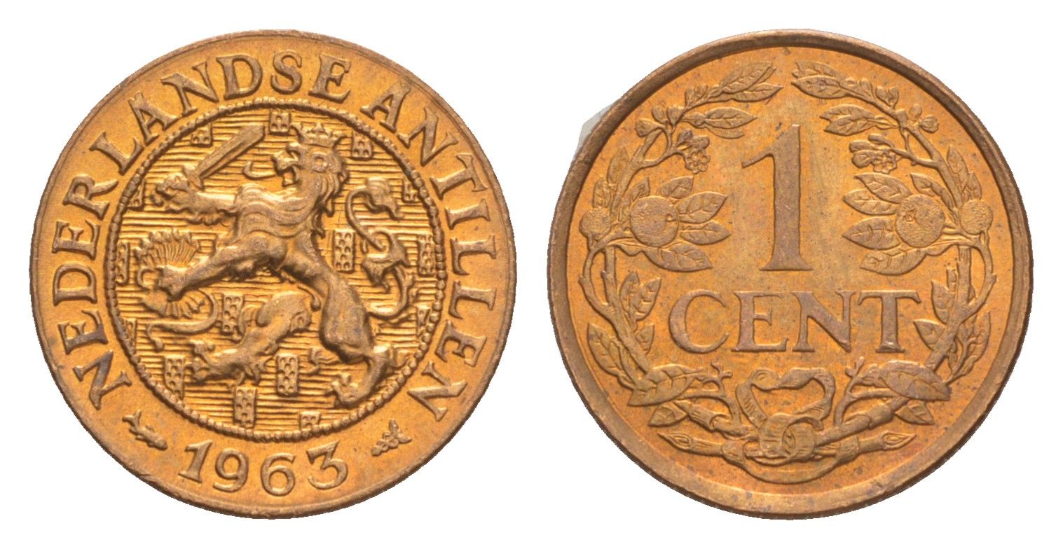 Нидерландские Антильские острова (Нидерландские Антилы) 1 цент 1963 KM 1 бронза UNC 4651-921
