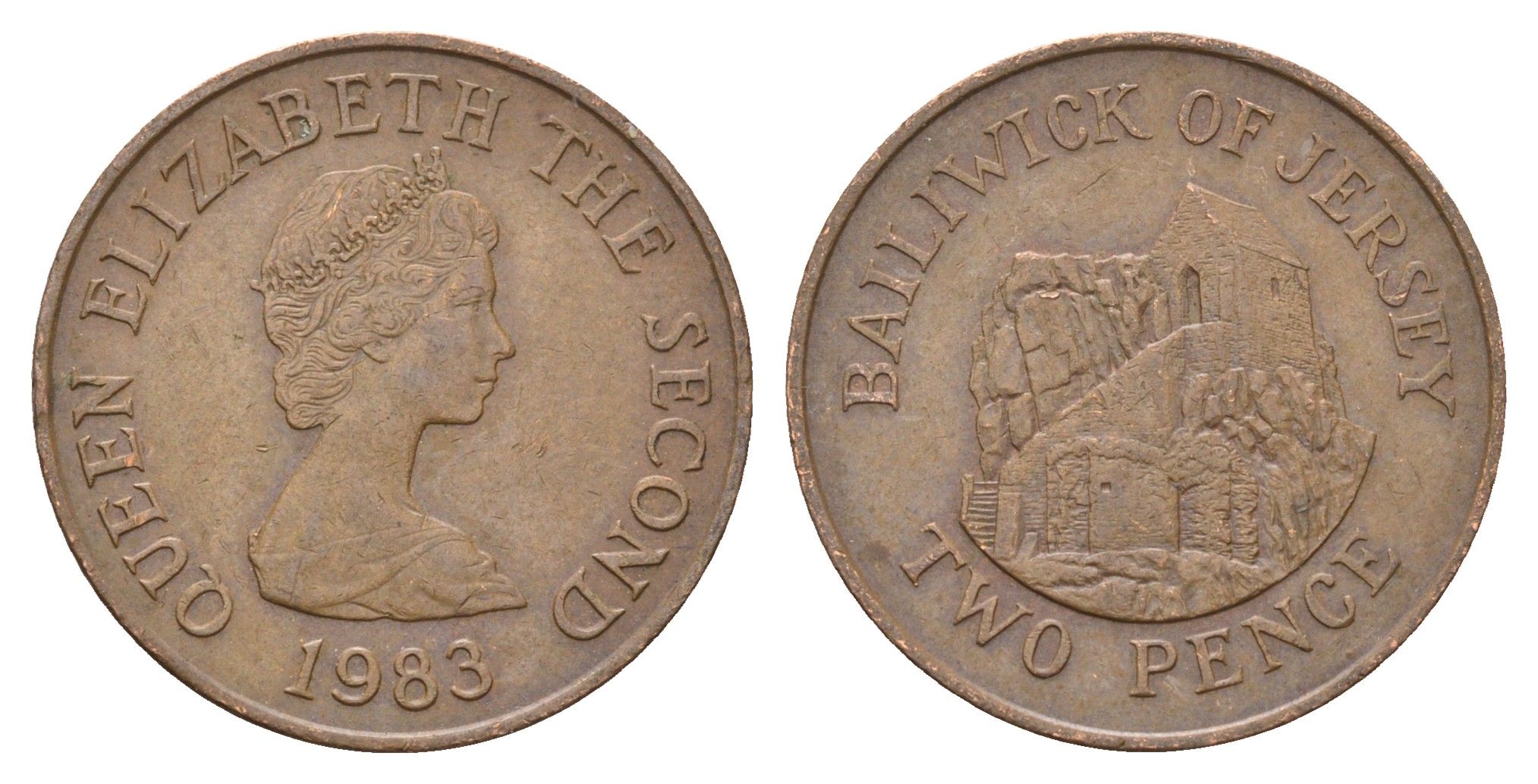 Джерси 2 пенса 1983 Елизавета II (1952-2022), Сент-Хелиер KM 55 бронза 4595-724