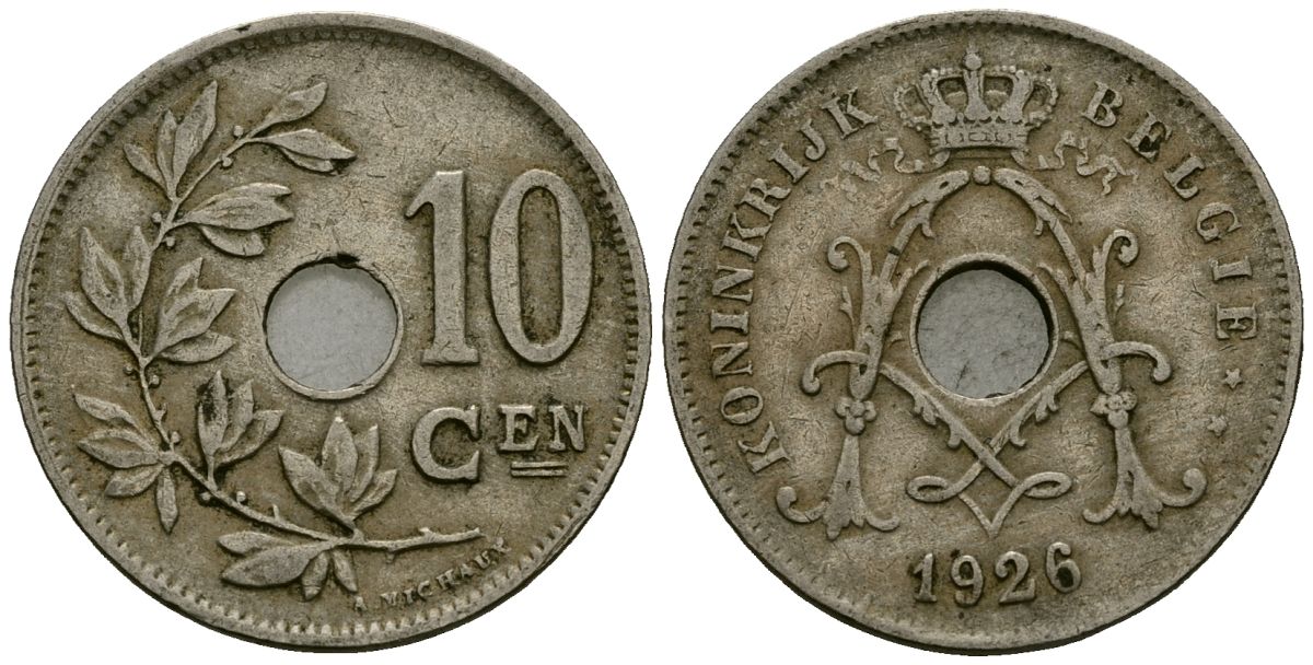Бельгия 10 сантимов 1926 Belgie KM 86 медно-никель 4383-922