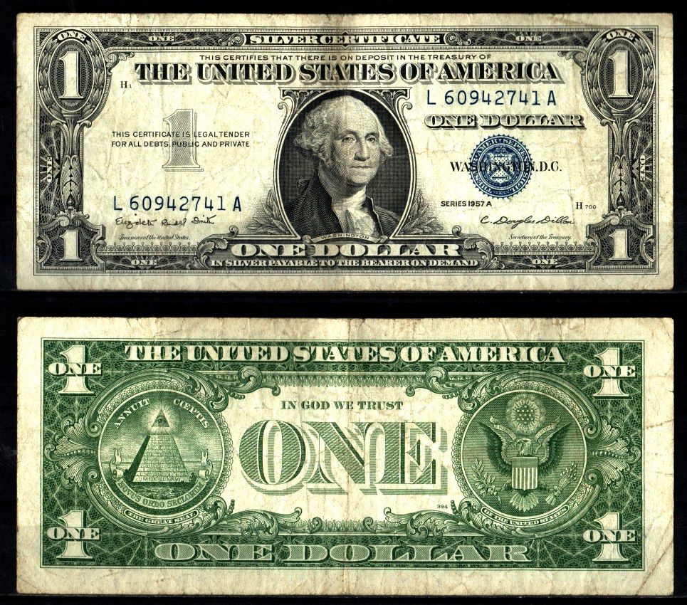 США 1 доллар 1957 Серия A, Джордж Вашингтон Pick 419 a бумага 2119-26-2-1