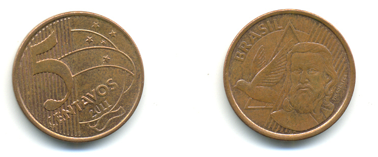 БРАЗИЛИЯ 5 СЕНТАВО 2011 KM 648 сталь плакированная медью 3999-1314
