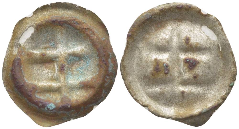 Польша, Торунь 1 ПФЕННИГ 1447-1492 БРАКТЕАТ, ЯГЕЛЛОНЫ, ВЕС 0,16 ГР. Gumowski 457 серебро 1517-1022