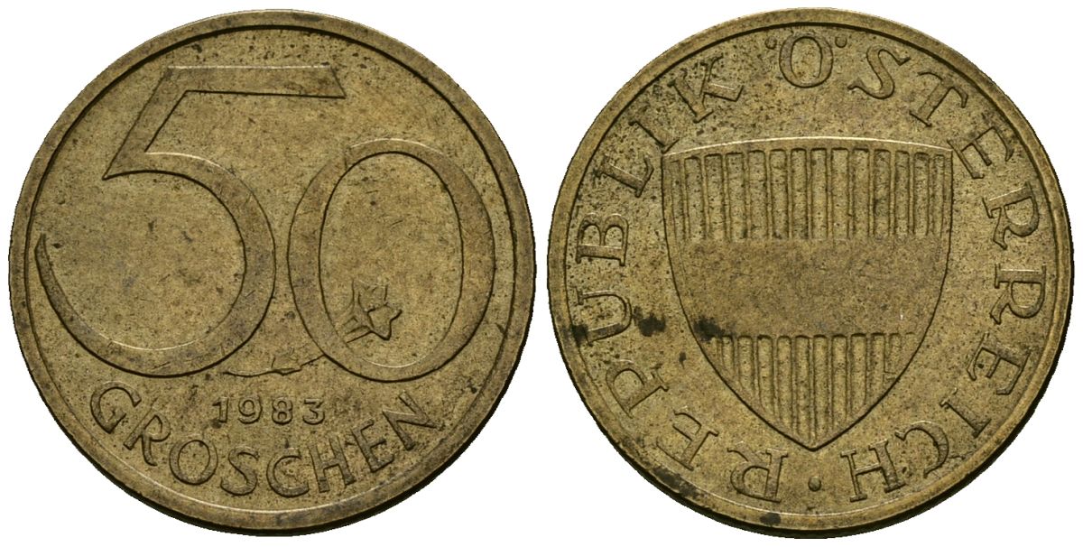 Австрия 50 грошей 1983 KM 2885 алюминиевая бронза 4136-755