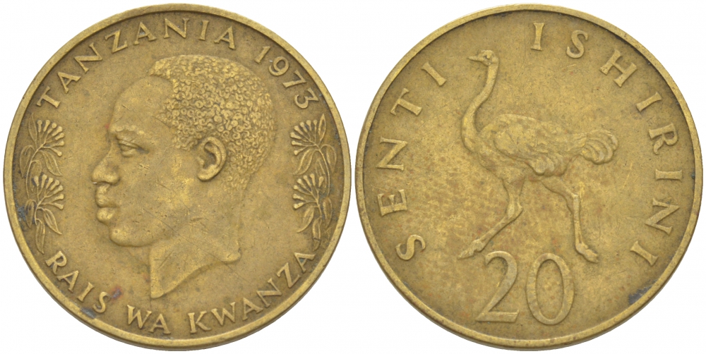 ТАНЗАНИЯ 20 СЕНТИ 1973 KM 2 никель-латунь 3457-754