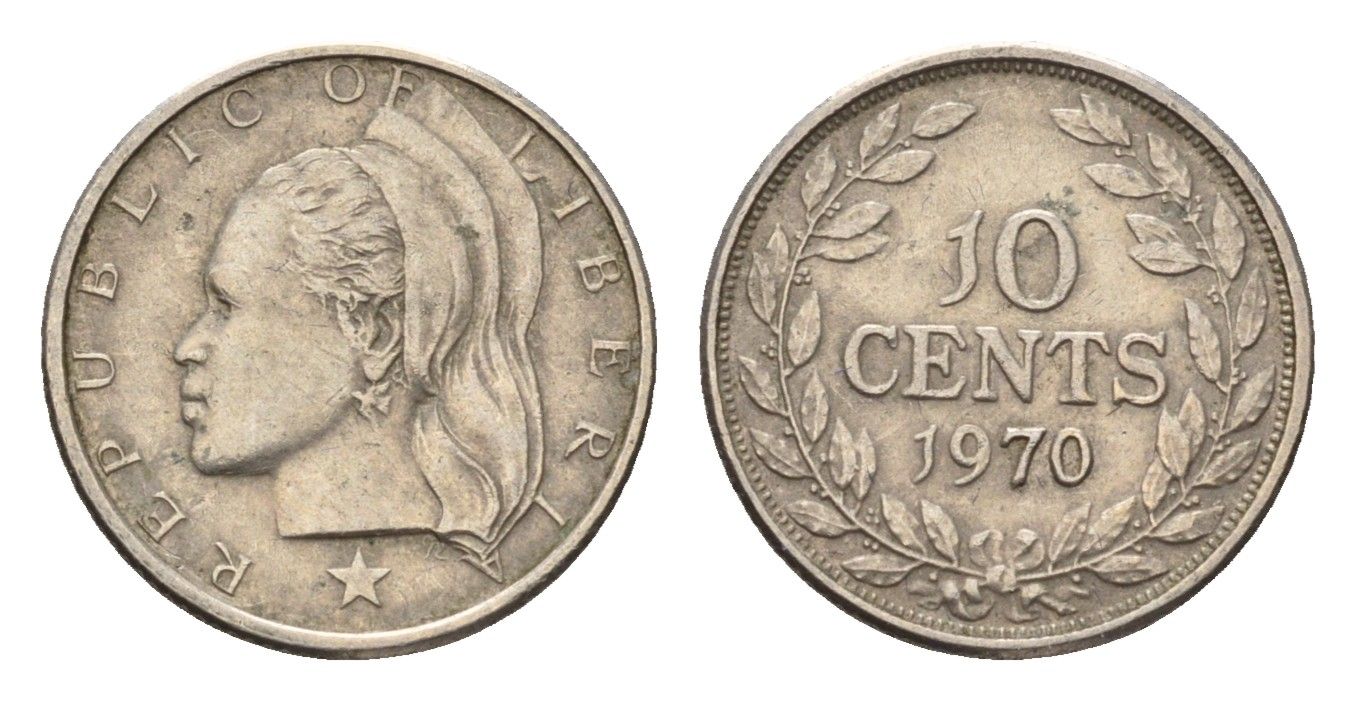 Либерия 10 центов 1970 KM 15a.2 медно-никель 4640-638