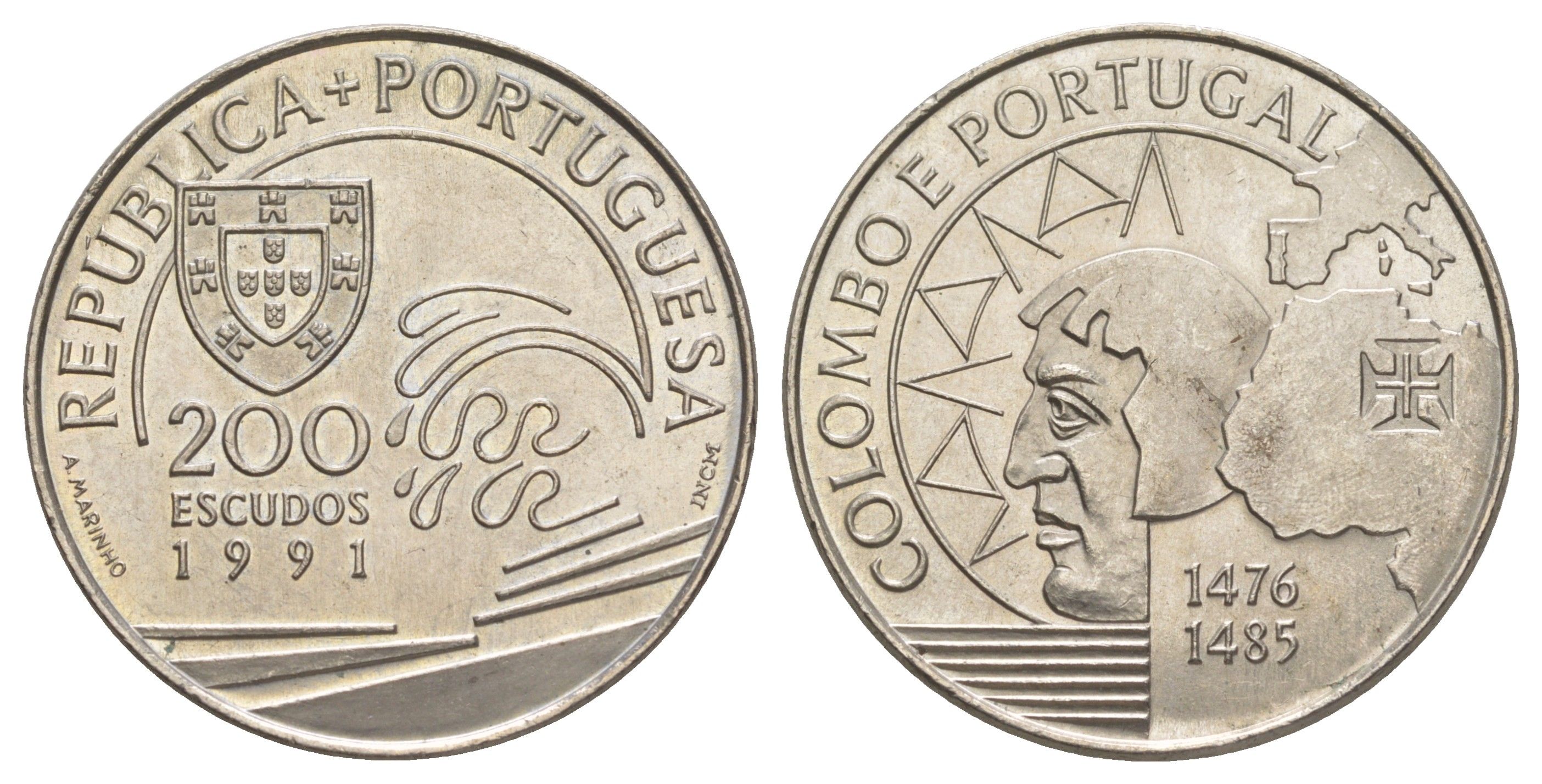 Португалия 200 эскудо 1991 Христофор Колумб в Португалии KM 658 медно-никель UNC 1101-5-23