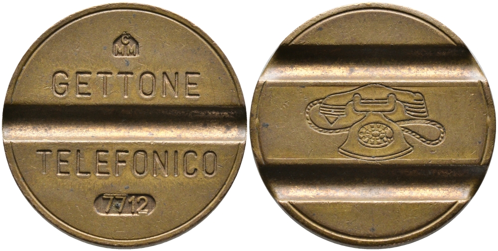 ИТАЛИЯ ТЕЛЕФОННЫЙ ЖЕТОН № 7712, ДИАМЕТР 24,5 ММ. латунь 65-1044