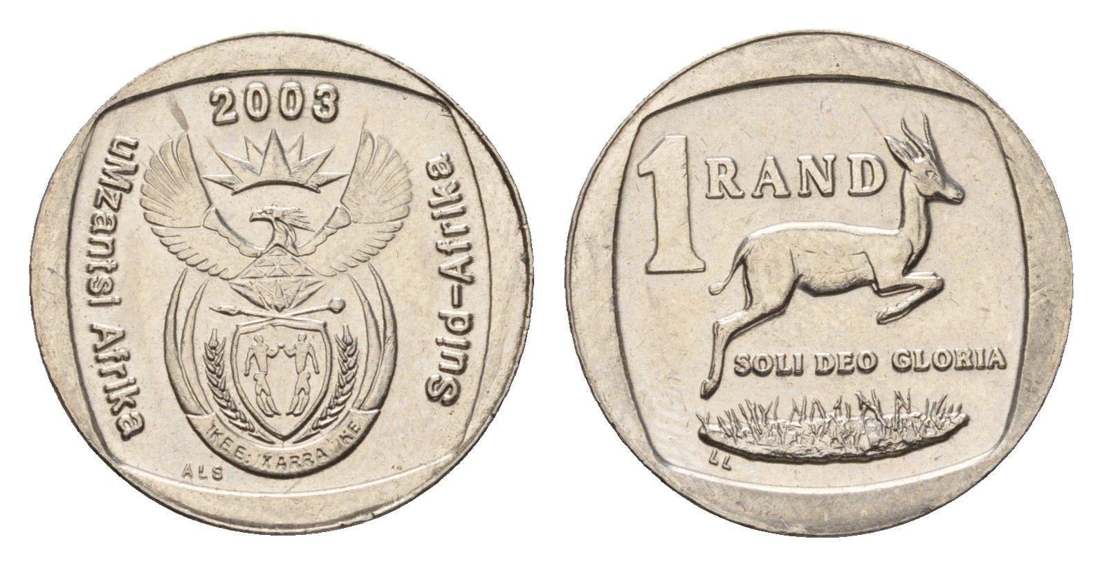 ЮАР 1 ранд 2003 KM 332 медь плакированная никелем UNC 4682-752