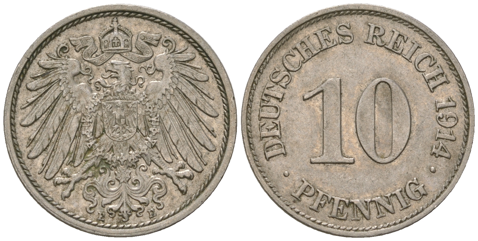 Германия 10 пфеннигов 1914 E KM 12, J. 13 медно-никель 4589-616