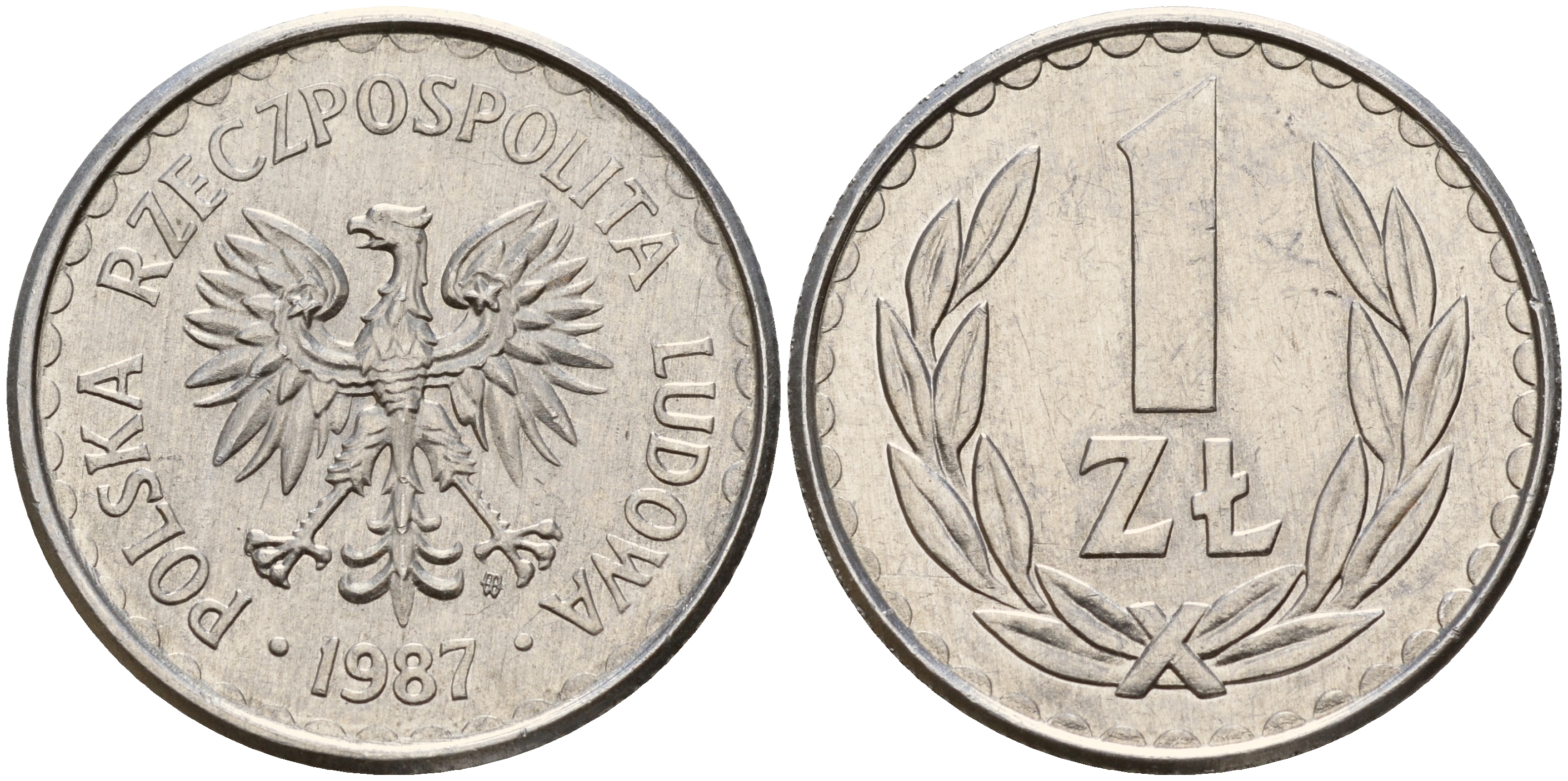 Польша 1 злотый 1987 MW KM 49.2 алюминий    4161-1035