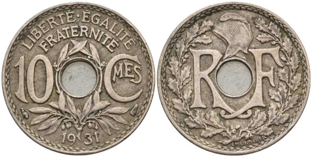 Франция 10 сантимов 1931 KM 866a, Le Franc 138.3 медно-никель 4143-956