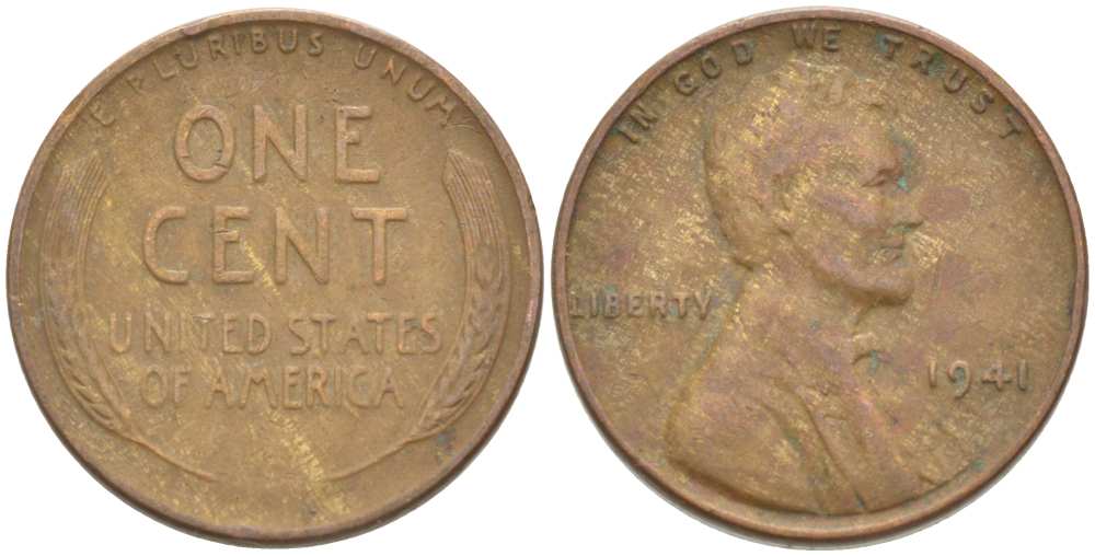 США 1 ЦЕНТ 1941 ЛИНКОЛЬН KM 132 бронза 218-821