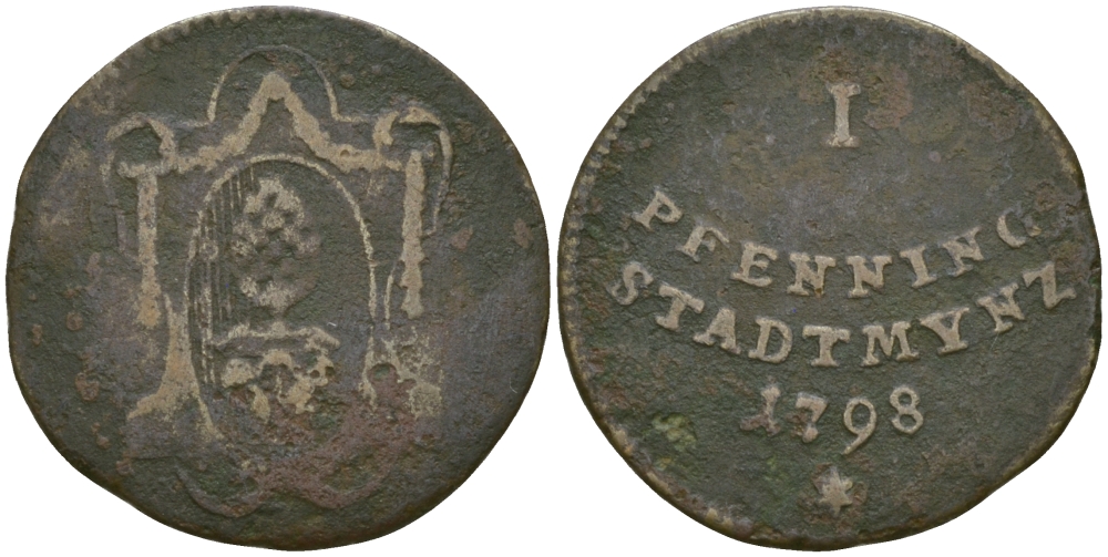 Аугсбург 1 пфенниг 1798 KM 189 медь 99-836