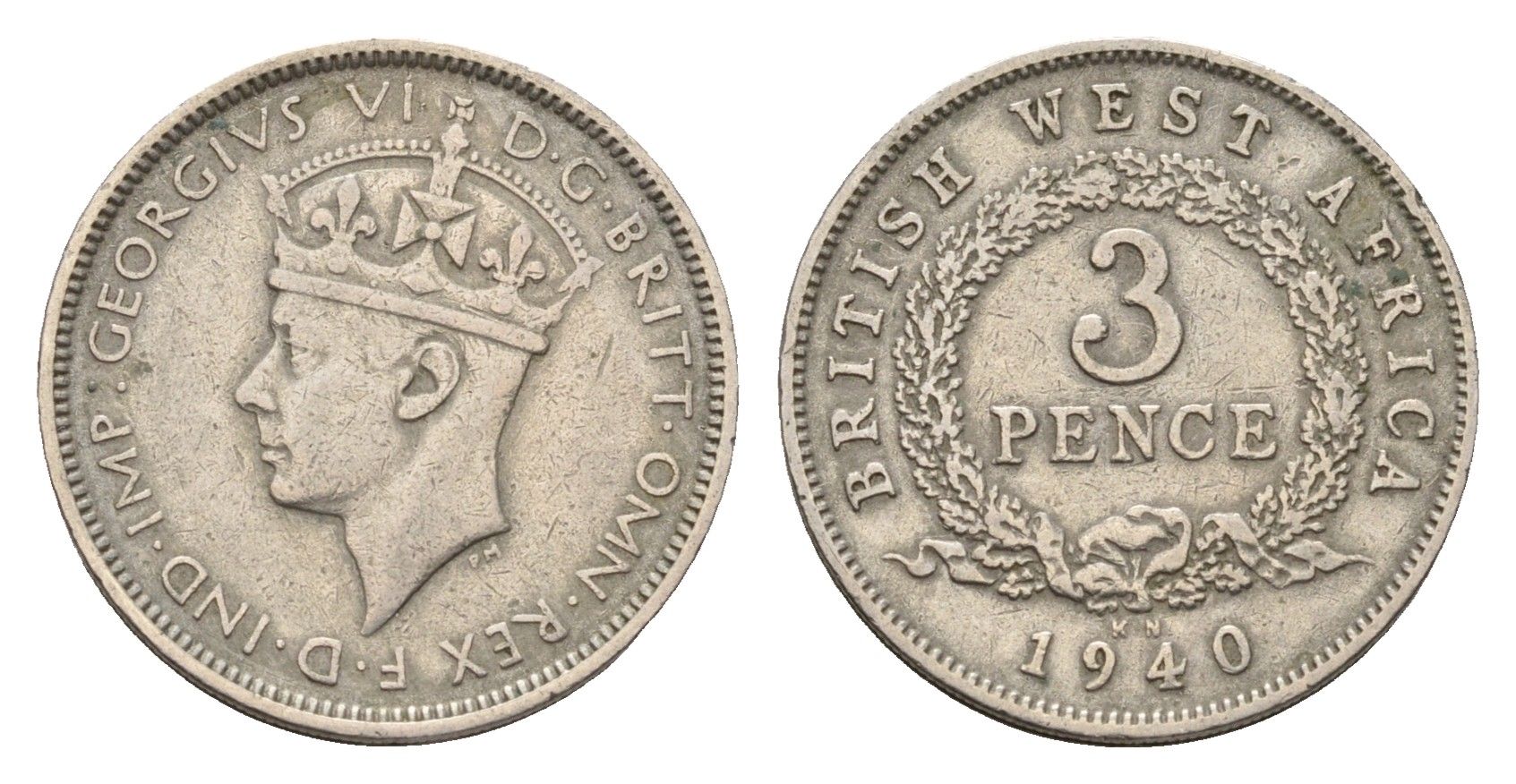 Британская Западная Африка 3 пенса 1940 Георг VI (1936-1952) KM 21 медно-никель 218-1052