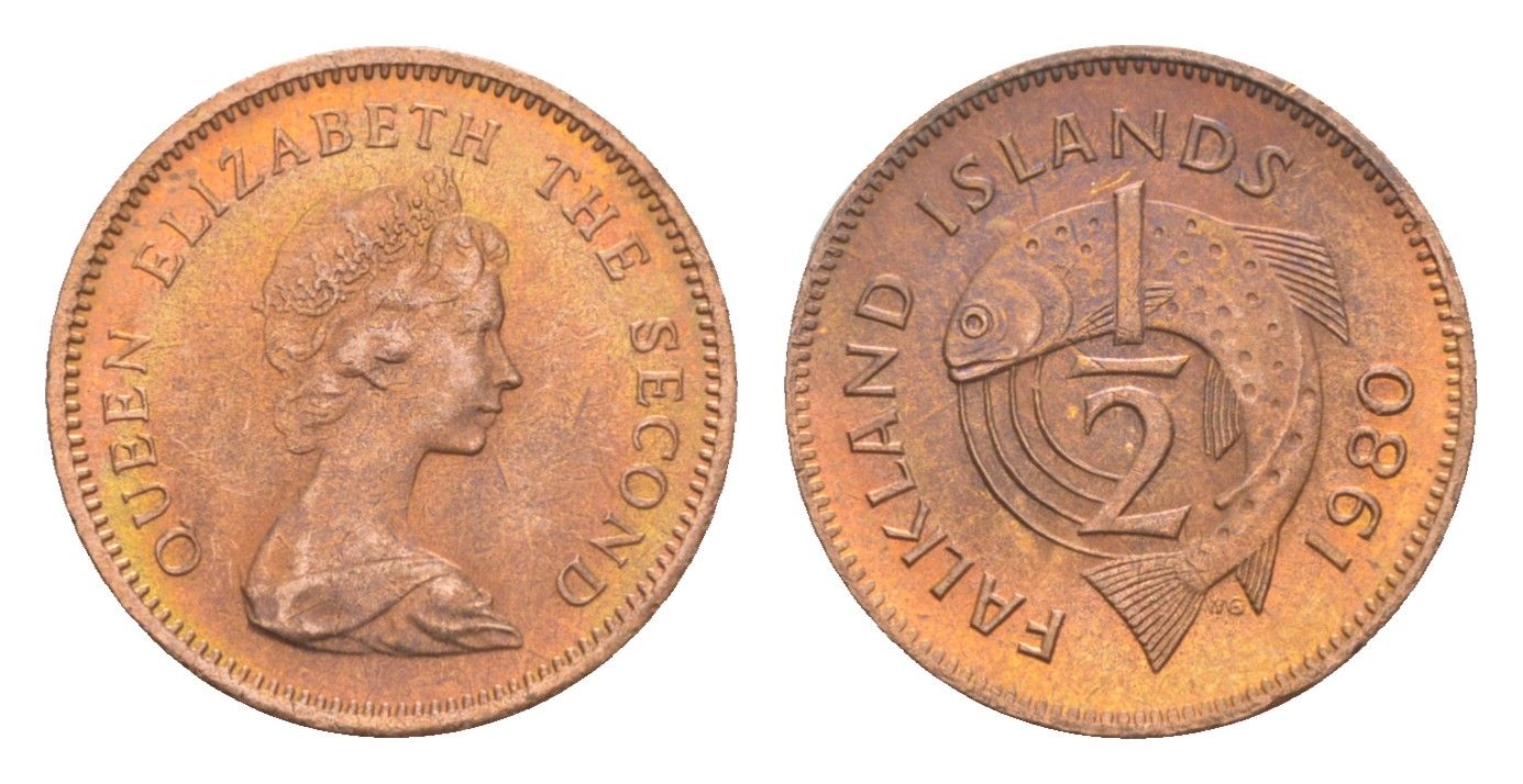 Фолклендские острова (Фолкленды) 1/2 пенни 1980 KM 1 бронза UNC 4651-916