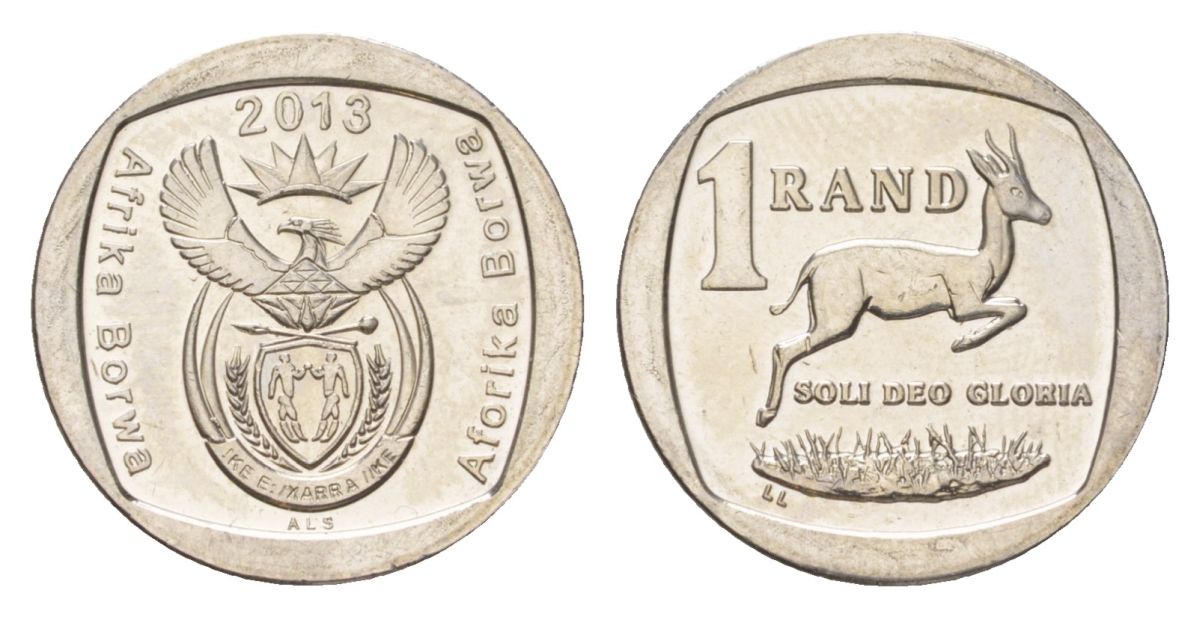 ЮАР 1 ранд 2013 KM 504 медь плакированная никелем UNC 4627-562
