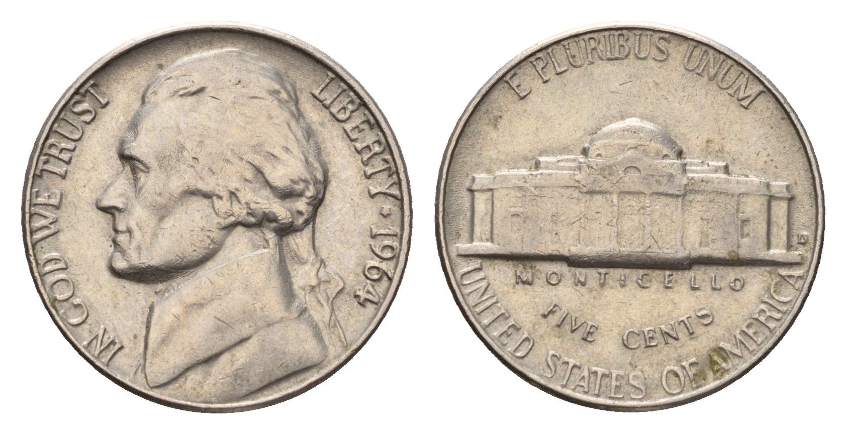США 5 центов 1964 Джефферсон KM A192 медно-никель 4685-516