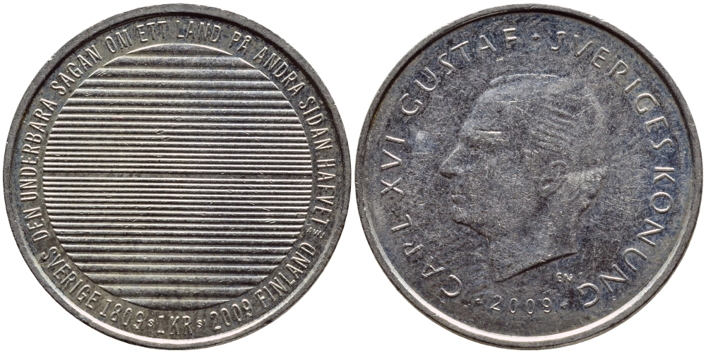 Швеция 1 крона 2009 Карл XVI Густав (1973- ) KM 894 медно-никель 86-1217
